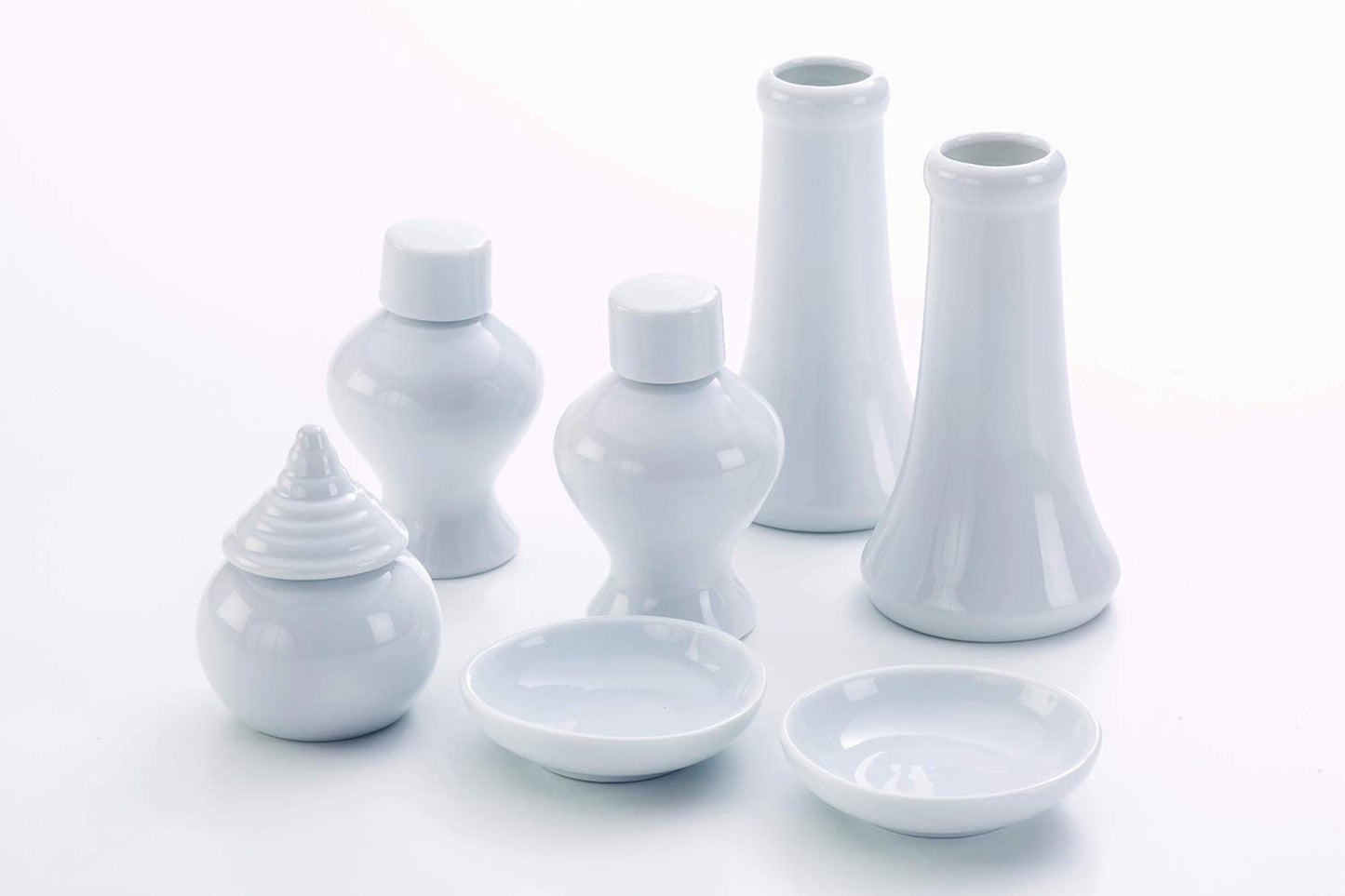 Kamidana no Sato Shinto Tool Set, Ceramic, 7-Piece Set, Small, White