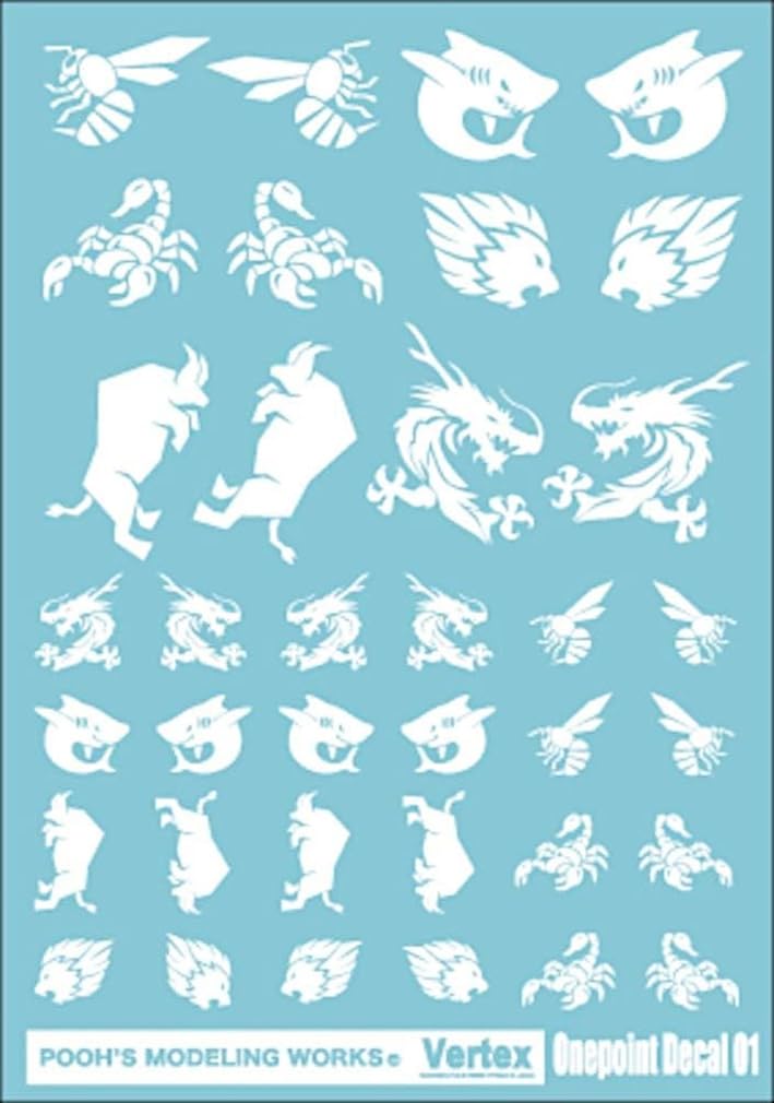 Pooze Modeling Works Beltex One Point Decal 01 White Decal for Plastic Model VOD-01W