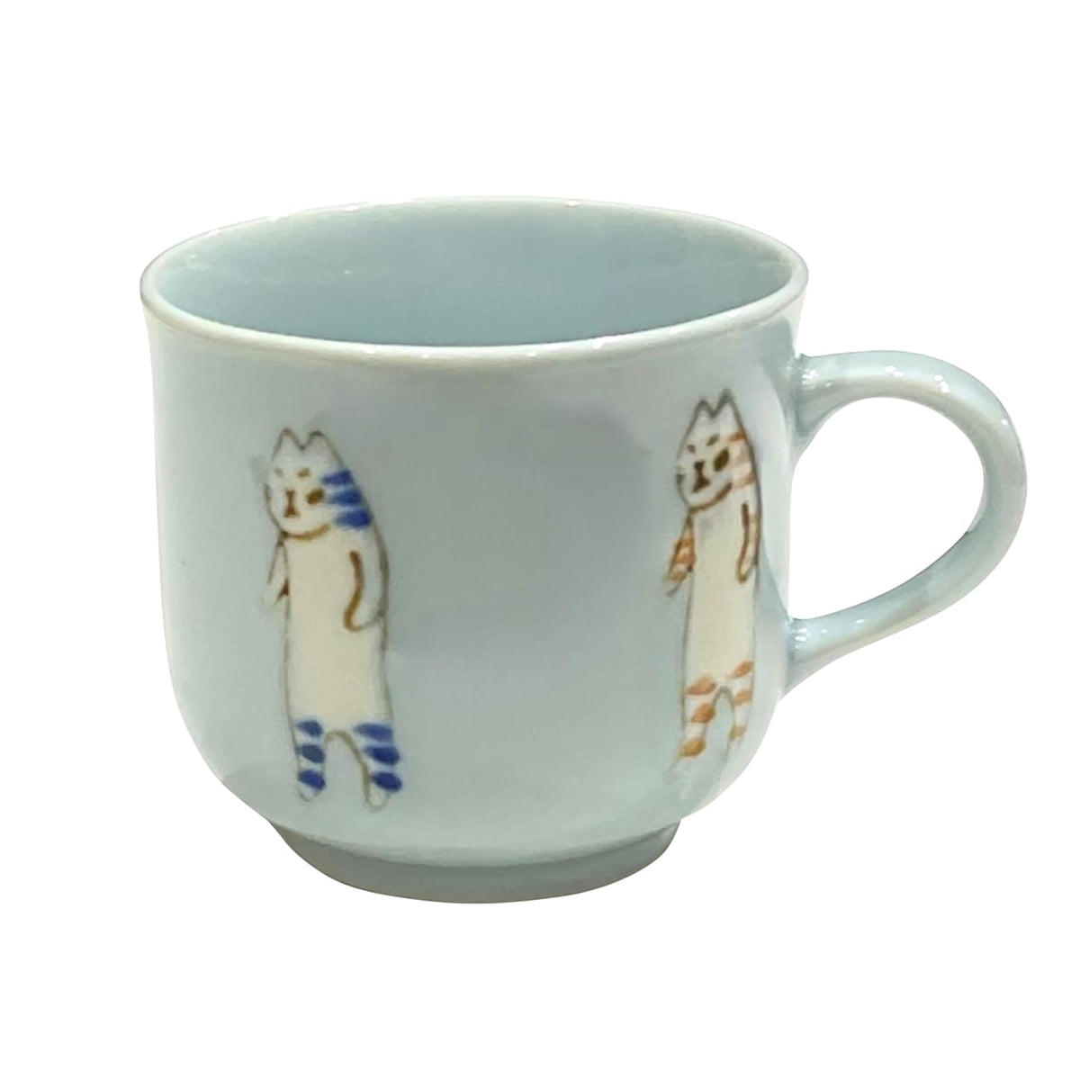 24to3 480482 Nishitomi Pottery Arita Ware Mug, Small, Approx. 4.5 fl oz (130 ml), Mini Cat Pattern, Cat Pattern, Blue, Microwave Safe, Made in Japan