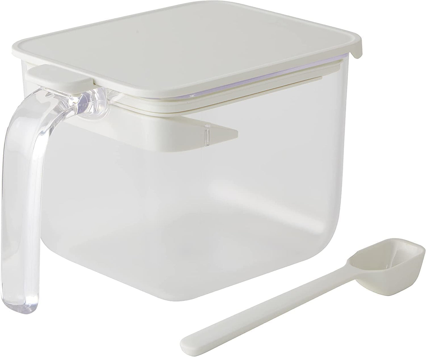 Marna K775W Seasoning Pot with Spoon, Wide, White, New Life, Condiment Container (Salt and Sugar Container, Moisture Resistant), Good Lock Container