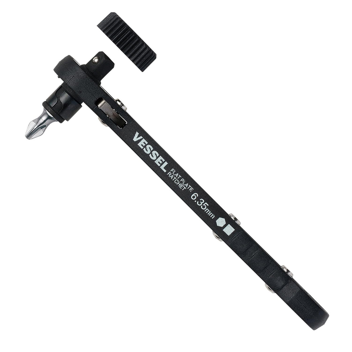 VESSEL Plate Ratchet Driver (+2 Bits) TD-71 Black