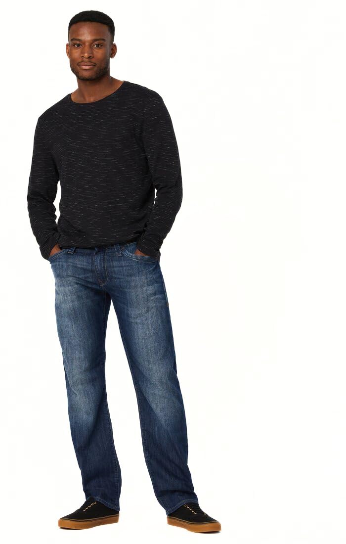 Mavi Zach Men's Straight Leg Regular Rise Jeans for Men – Casual Pants – Stretchable Men's – 34" Waist and 32" Length, Dark Maui