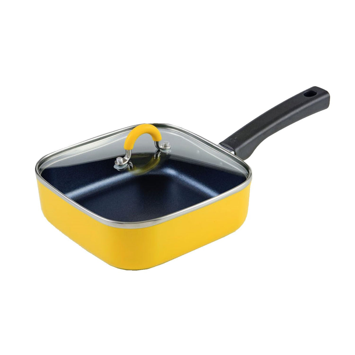 Wahei Freiz RB-1569 To May Frying Pan, Square Pan, Yellow, Induction Heating Compatible, Glass Lid Included