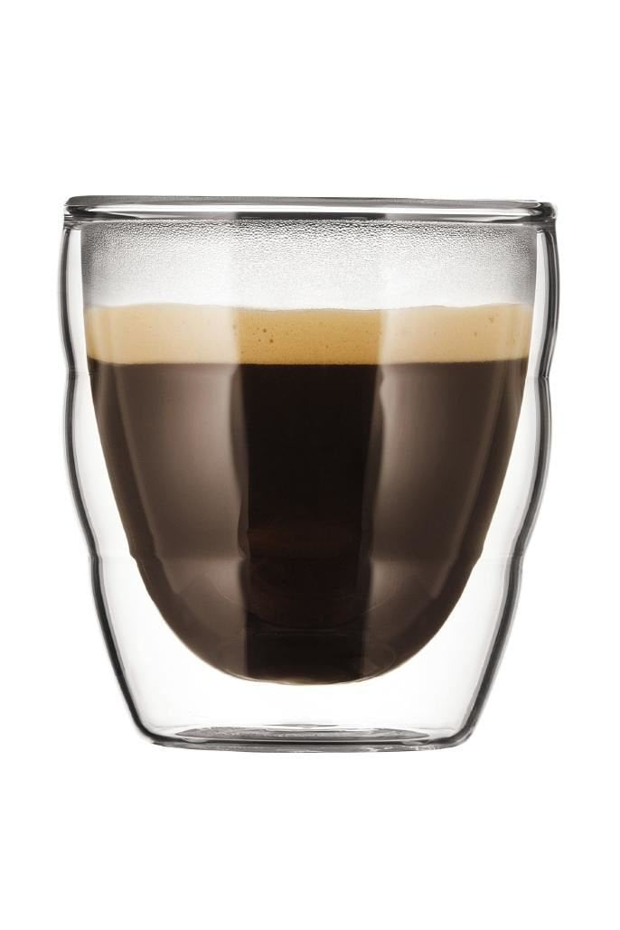 BODUM PILATUS Glass Set (Double-Walled, Isolated, Dishwasher Safe, 0.08 L, 3 oz) - Pack of 2, Transparent