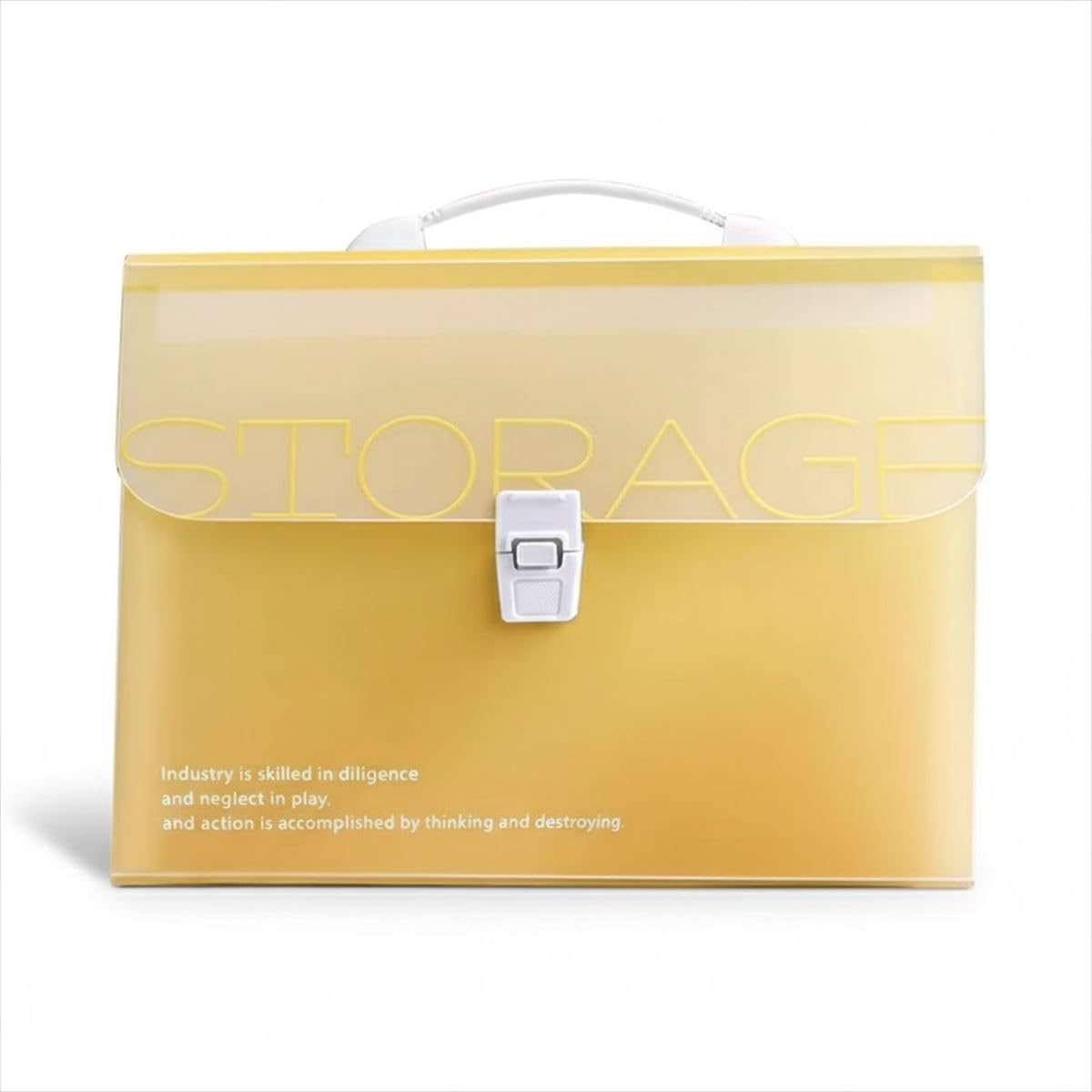 Yellow Document File, 13 Pockets, A4 Document Case, Large Capacity, Holds Approximately 2,000 Pages, Gradated Color, Button Sorting File, Index Sticker Included