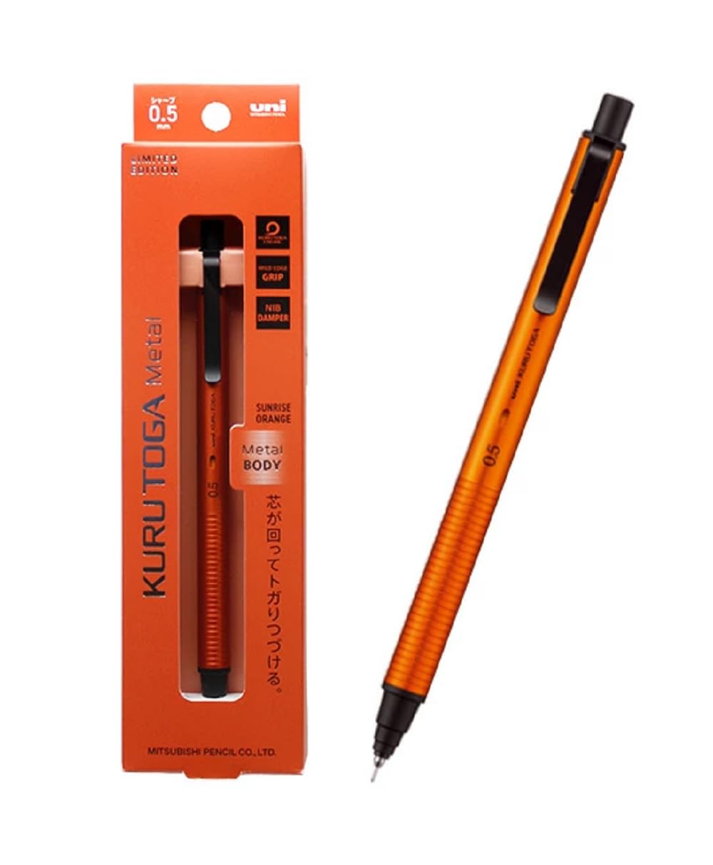 KURUTOGA Mitsubishi Pencil Limited Mechanical Pencil Metal 0.5mm Sunrise Orange M5KH1P.SO With Original Stylus Ballpoint Touch Pen