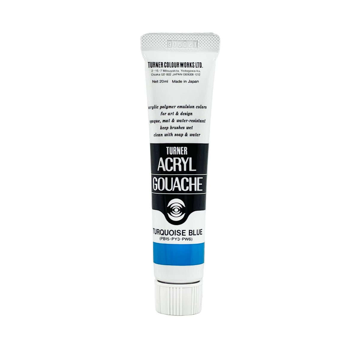 Turner Colour Works Acryl Gouache Artist Acrylic Paint - Single 20 ml Tube - Turquoise Blue