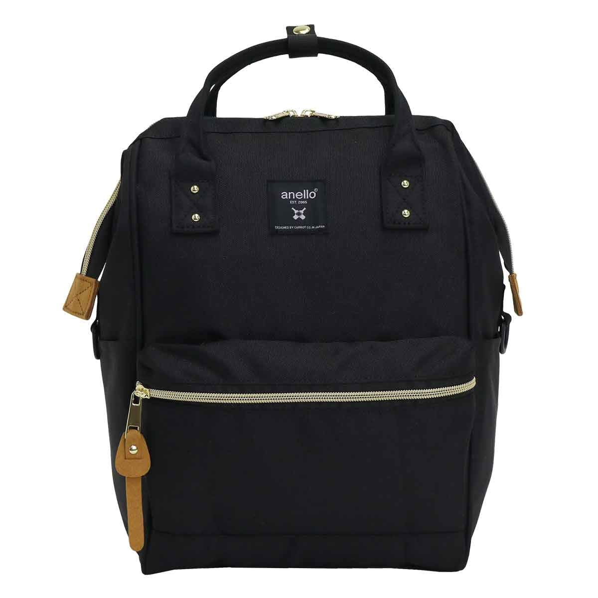 Anero ATB0197Z Backpack with Clasp, S, A4 Base, Water Repellent, Multiple Storage, PC Storage, Black