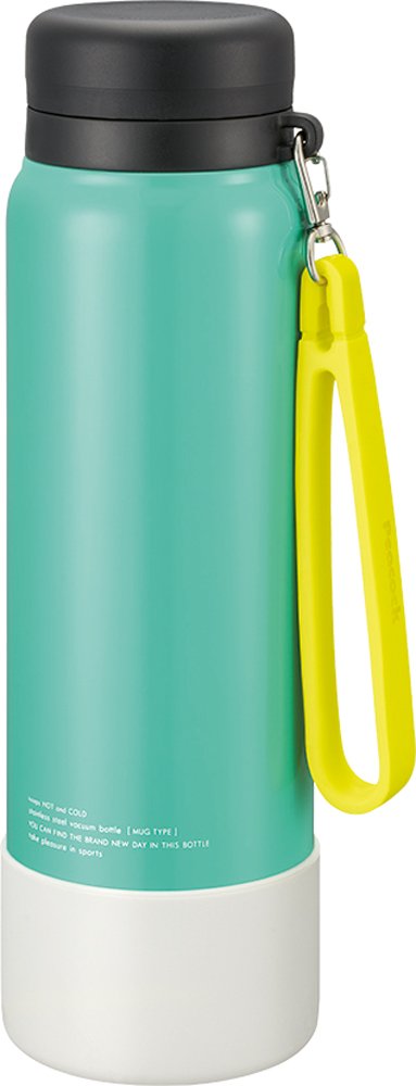 Peacock AKD-RS100 GM Water Bottle, Sports Drink, Compatible with Rubber Material, Dedicated Strap, Stainless Steel Bottle, Mug Bottle, Mint Green, 3.3 gal (1.0 L)