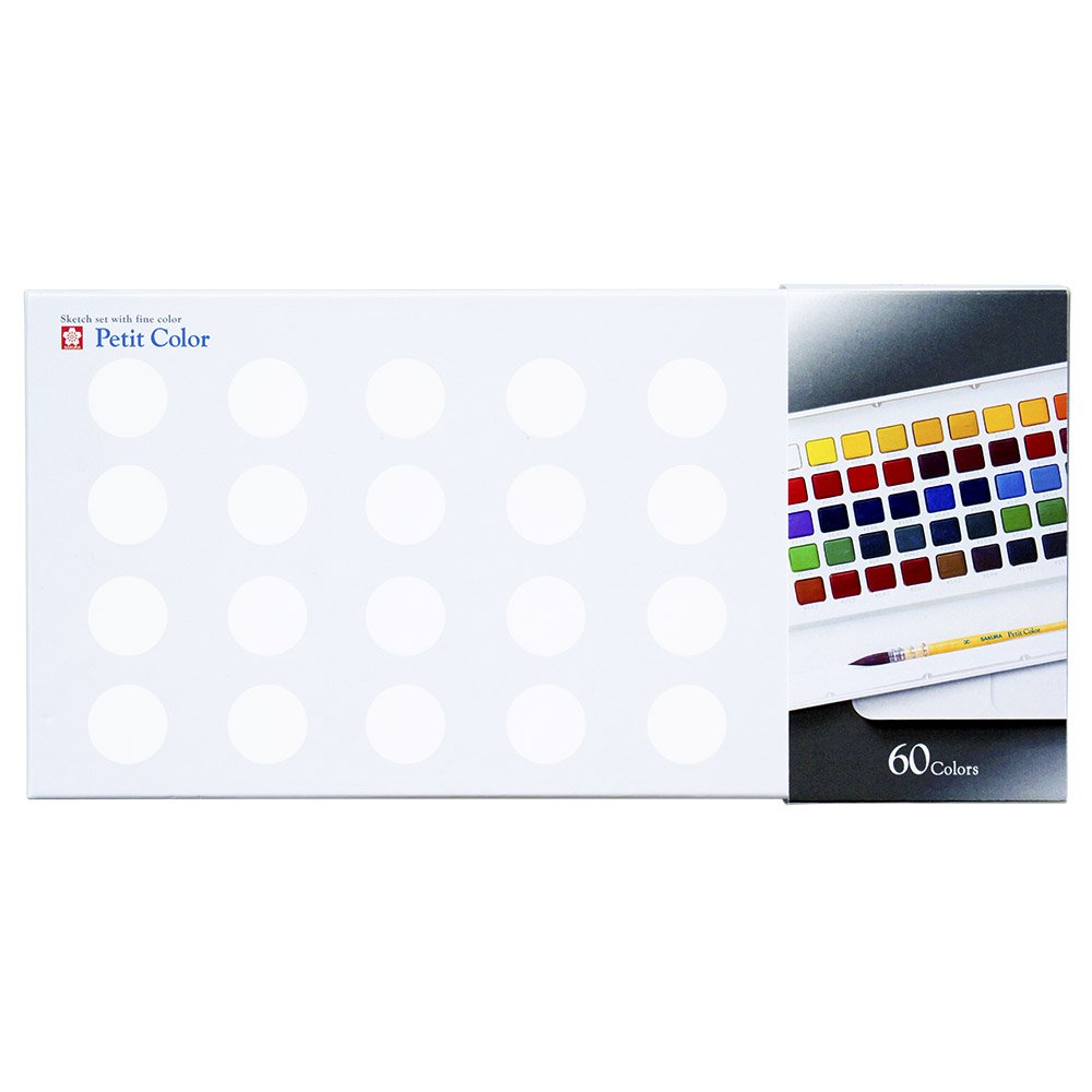 Sakura Crepas Paint NCW-60 Solid Watercolor, Petite Colors, 60 Colors, Original Brush Included