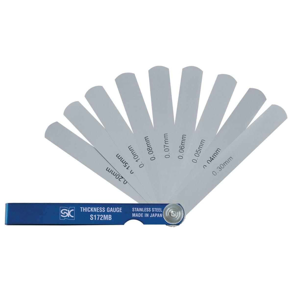Niigata Seiki SK S172MB, Made in Japan, Stainless Steel, Set of 9, 3.9 inches (100 mm), 0.001-0.12 inches (0.04-0.30 mm)