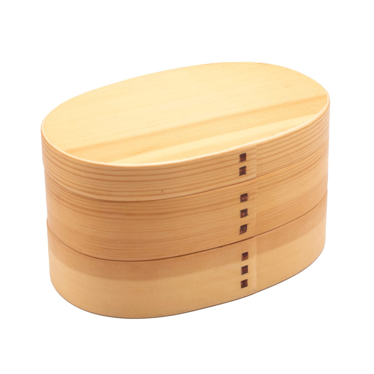 Bentowappa A-68-273462 Wooden Lunch Box, Approx. 6.7 x 4.3 inches (17 x 11 cm), 2-Tier Lunch Box, Natural