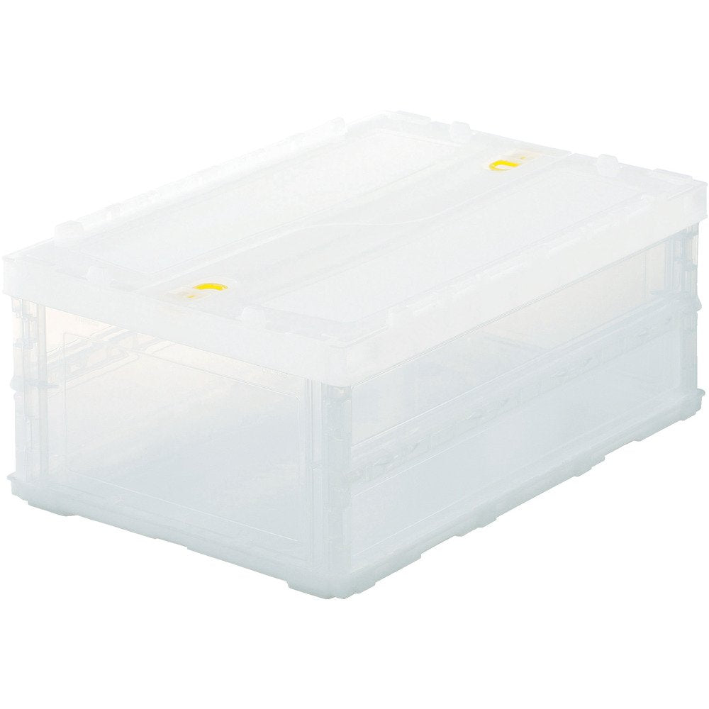 TRUSCO TSK-C30B-TM Thin Folding Container Scale, 1.8 gal (30 L) with Locking Lid, Transparent Storage Case, Storage Box