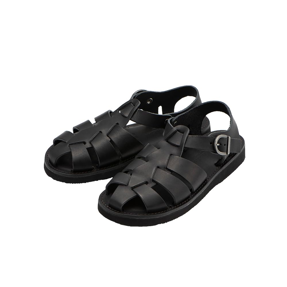 GURKHA GURKHA Leather Sandals, Unisex, Made in Japan, Black, 22.0 cm