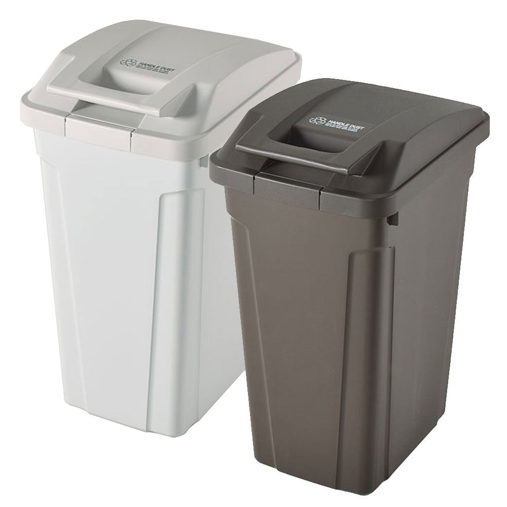 ASBEL, Made in Japan dust Box ASVEL SP dust Box with Handle 45 2 Pieces Set Trash can Trash can Large Capacity with lid (White x Brown)