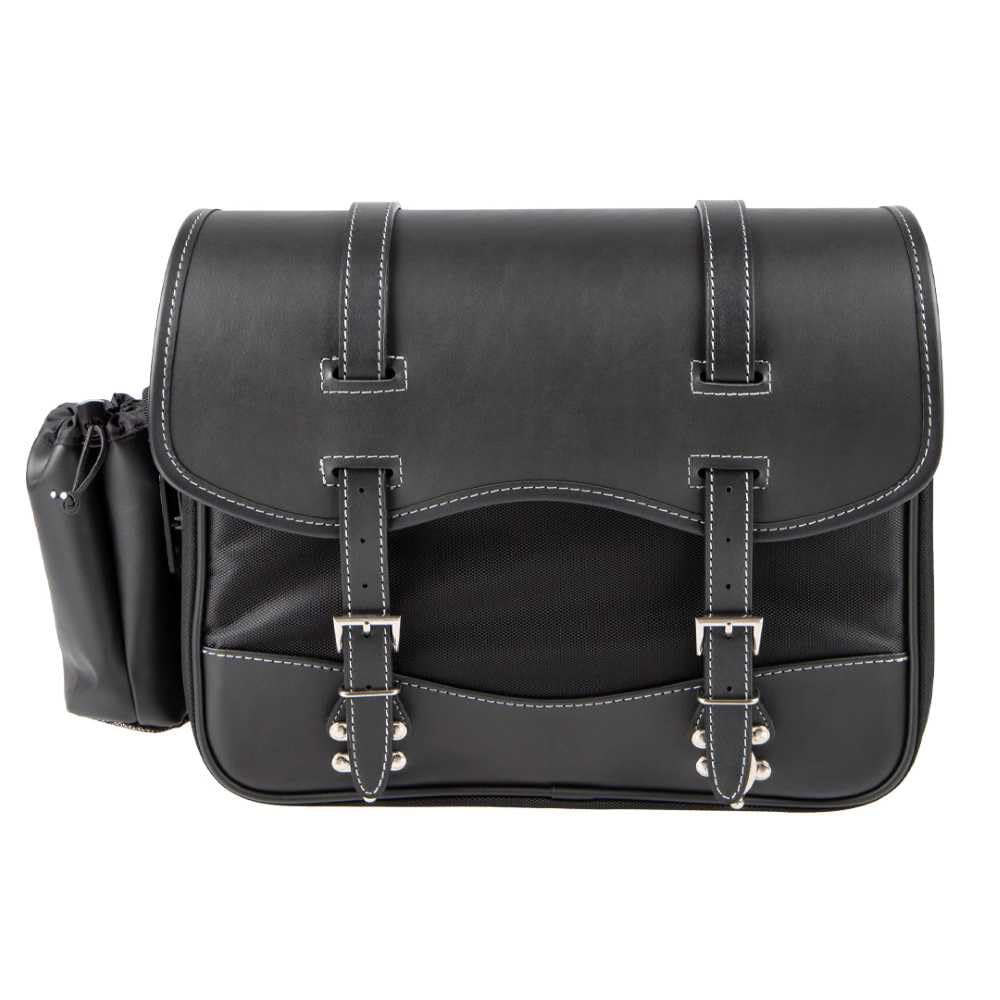 Degner nylon saddle bag bottle holder with plain PVC (synthetic leather), nylon 29x37x12cm Black NB-1