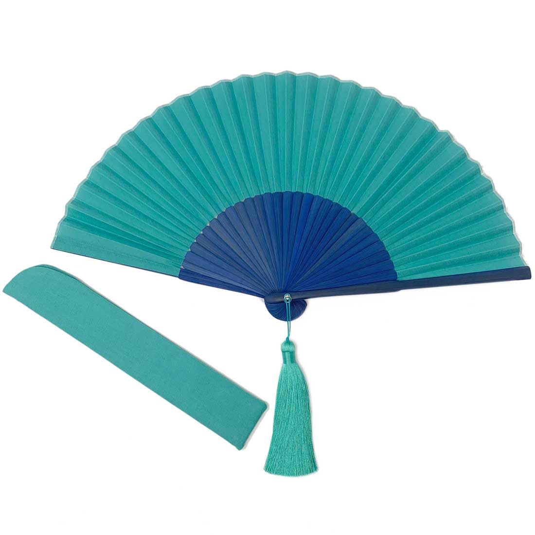 西川庄六商店 Japanese Fan, summer, with fan bag, two-color, bi-color, women's, gift, fashion fan byCOLOR craft (GNxNV (Green))