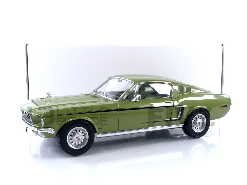 Norev NV122704 1:12 Mustang Fastback GT 1968-Light Green Metallic Ford Collectable Model, Multi