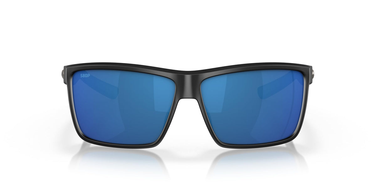 Costa Man Sunglasses Matte Black Frame, Blue Mirror Lenses, 60MM