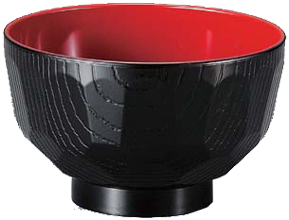 Fukui Craft Miso Soup Bowl, Ebisu Tortoise Shell Soup Bowl, Made in Japan, Kurouchi Vermila, Diameter 4.3 inches (110 mm)