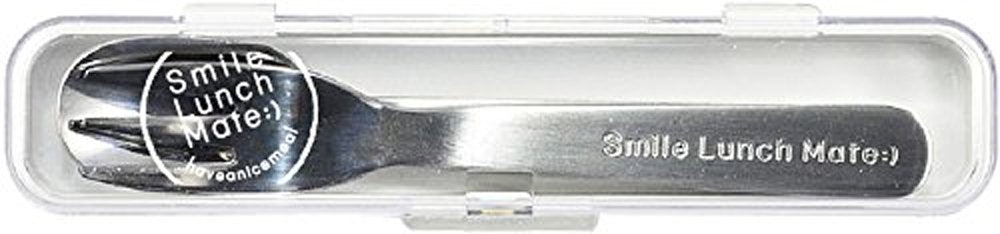 Ikujinsha 42025-0 Smile Lunch Mate Spoon and Fork Set, Made in Japan, White