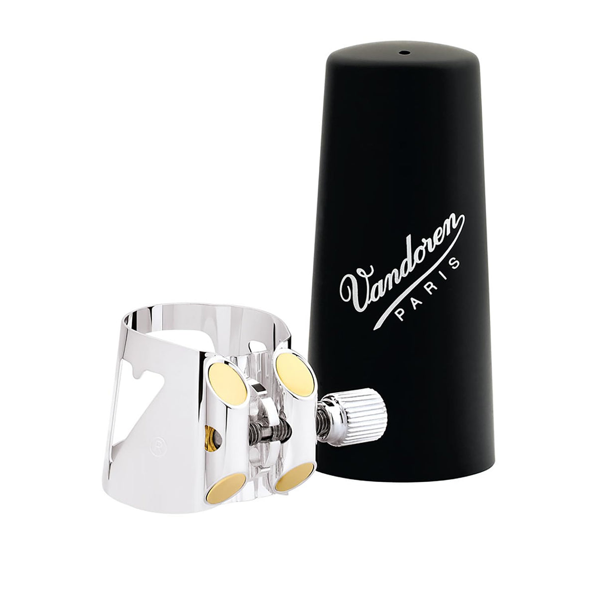 Vandoren LC03P Optimum Ligature and Plastic Cap for Alto Clarinet Silver Plated with 3 Interchangeable Pressure Plates
