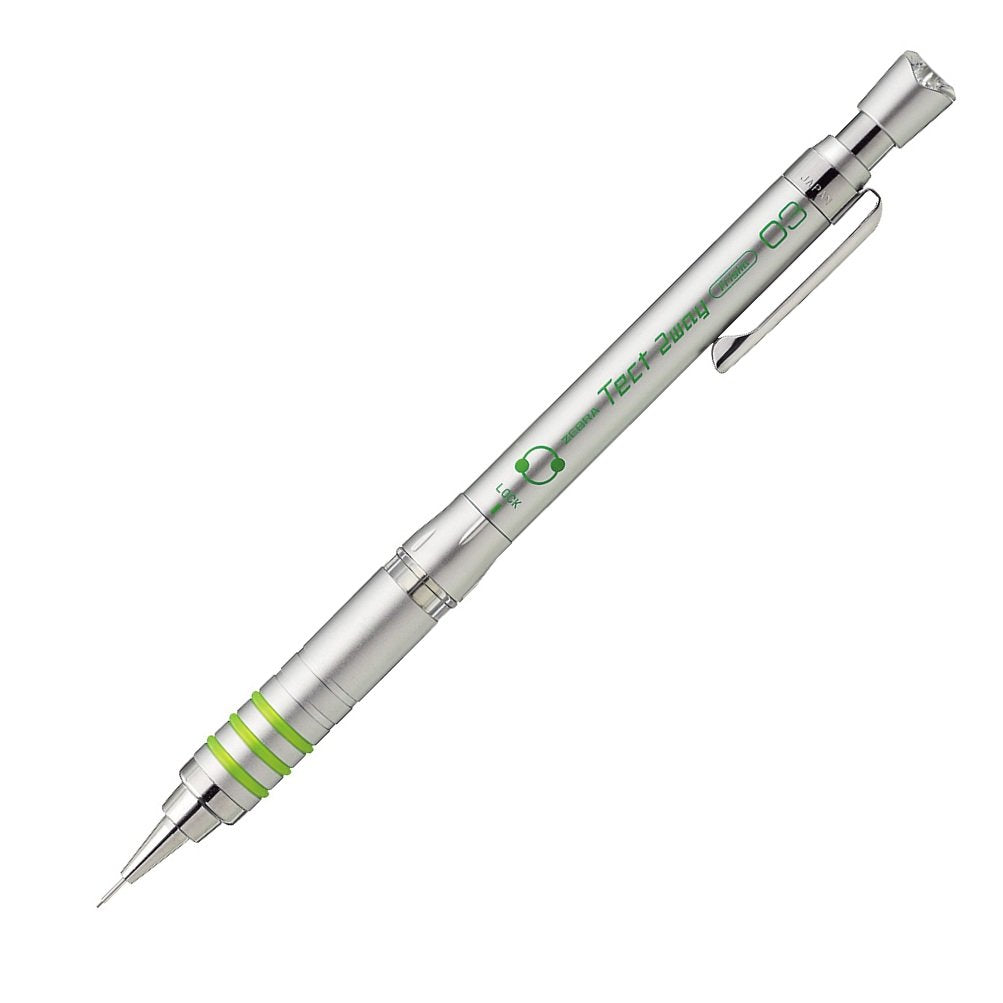 Zebra Mechanical Pencil, Tektwoway, 0.3, Silver, 10 Count B-MAS41-S