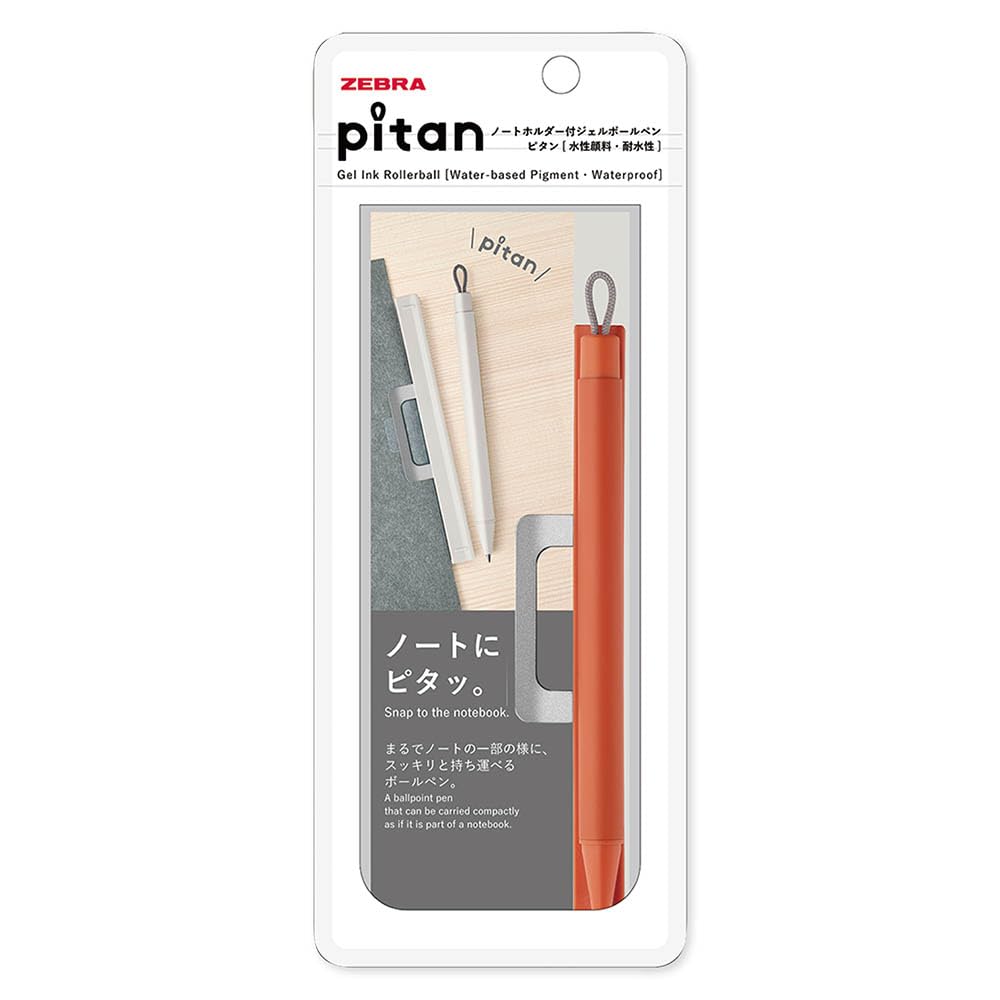 Zebra P-JJ115-OR Gel Ballpoint Pen Pitan 0.5mm with Note Holder, Orange