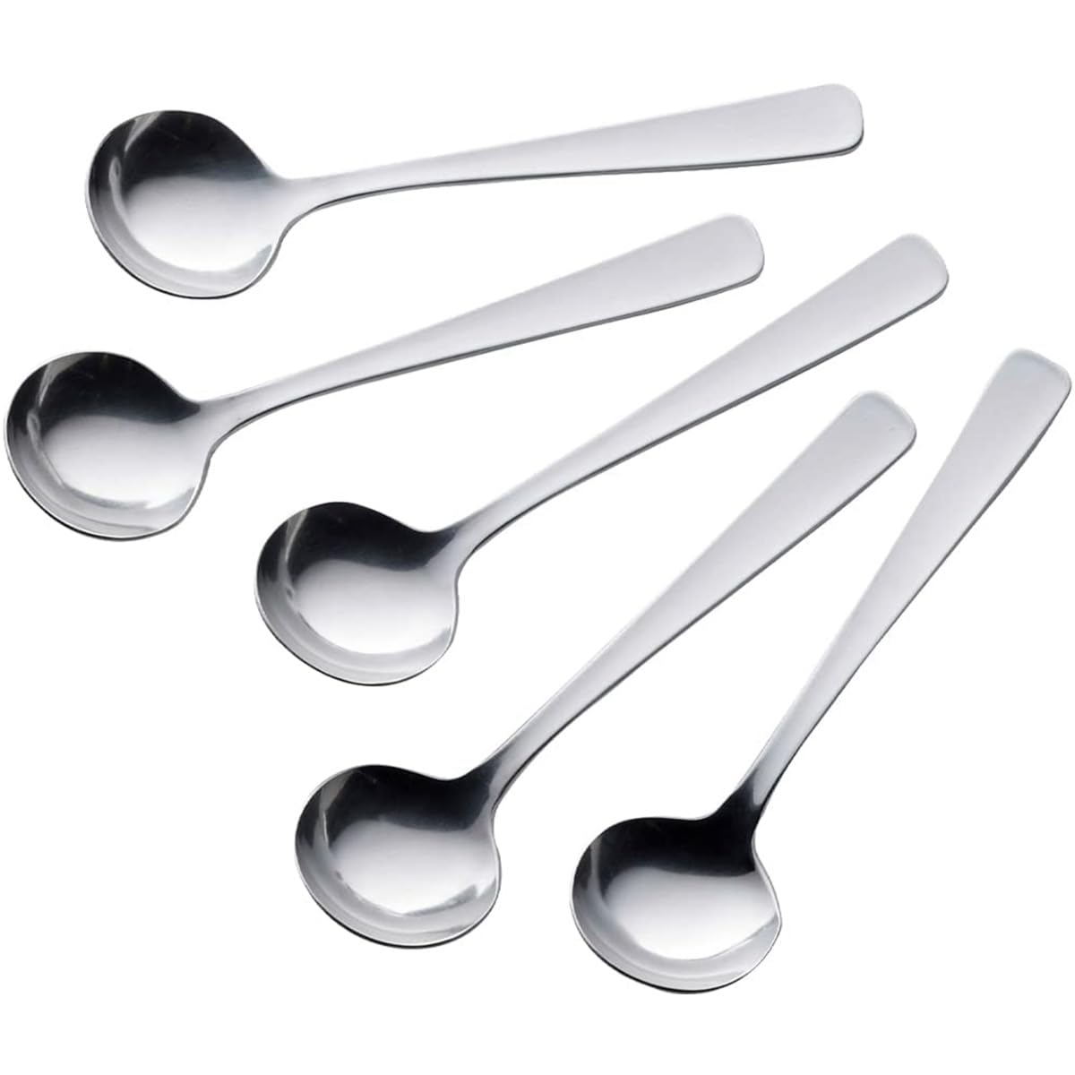 Shimomura Kihan TSUBAME 43075 Coffee Spoon, Round, Total Length 4.7 inches (12 cm), Stainless Steel, Set of 5, Made in Japan