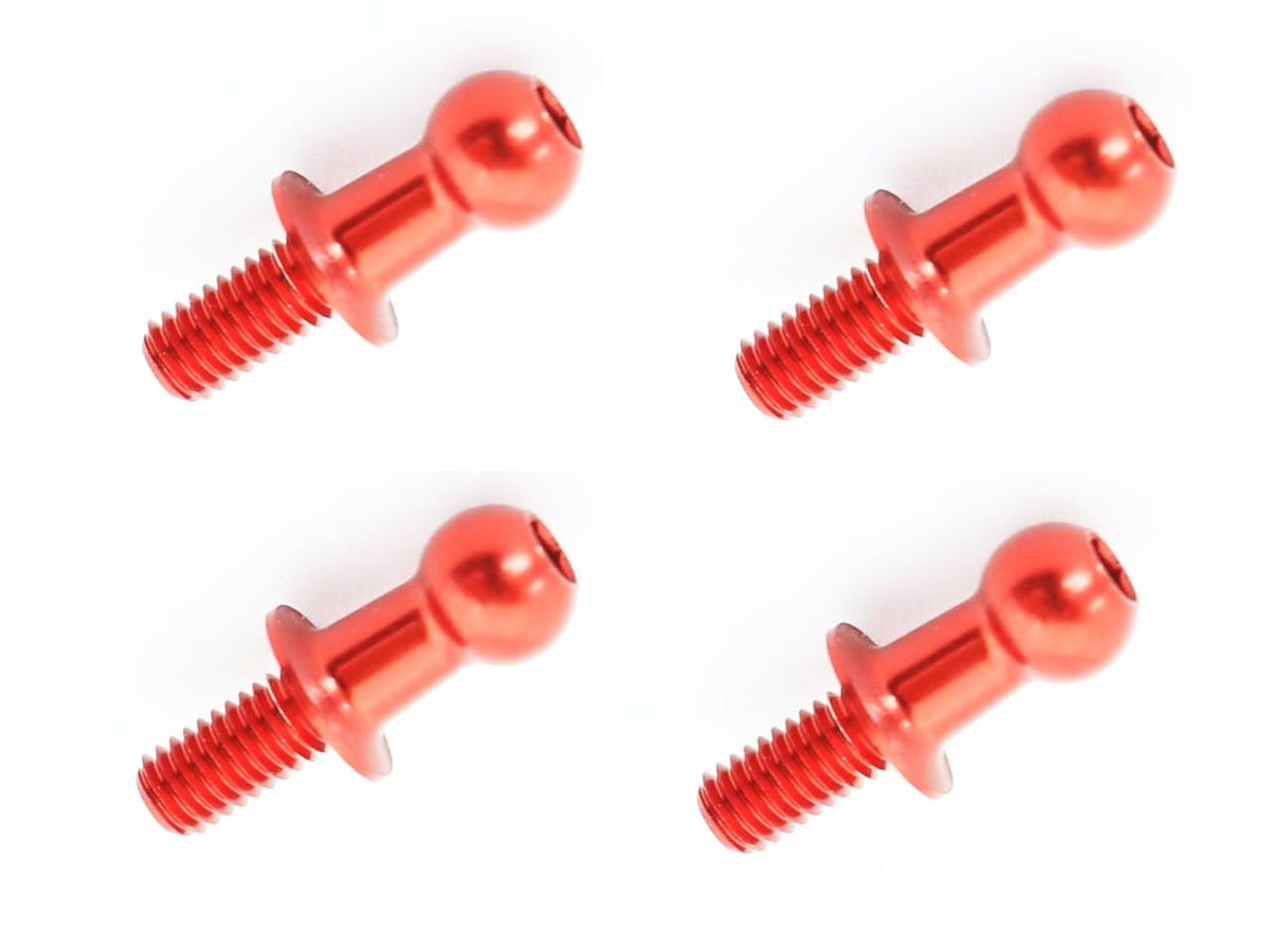 Duralumin φ4.8 Pillow Balls (4 Pieces), L=0.2 x N=0.2 inches (6 x 6 mm), Red