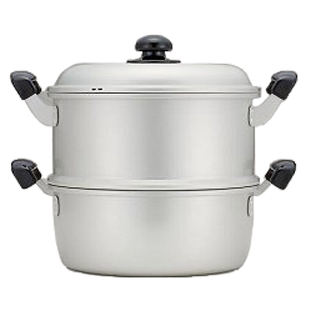 Hokuriku Aluminum Steamer Set, 11.0 inches (28 cm), For Gas Stoves, Lightweight, Yuge Travelogue, Anodized Finish, Made in Japan, Silver