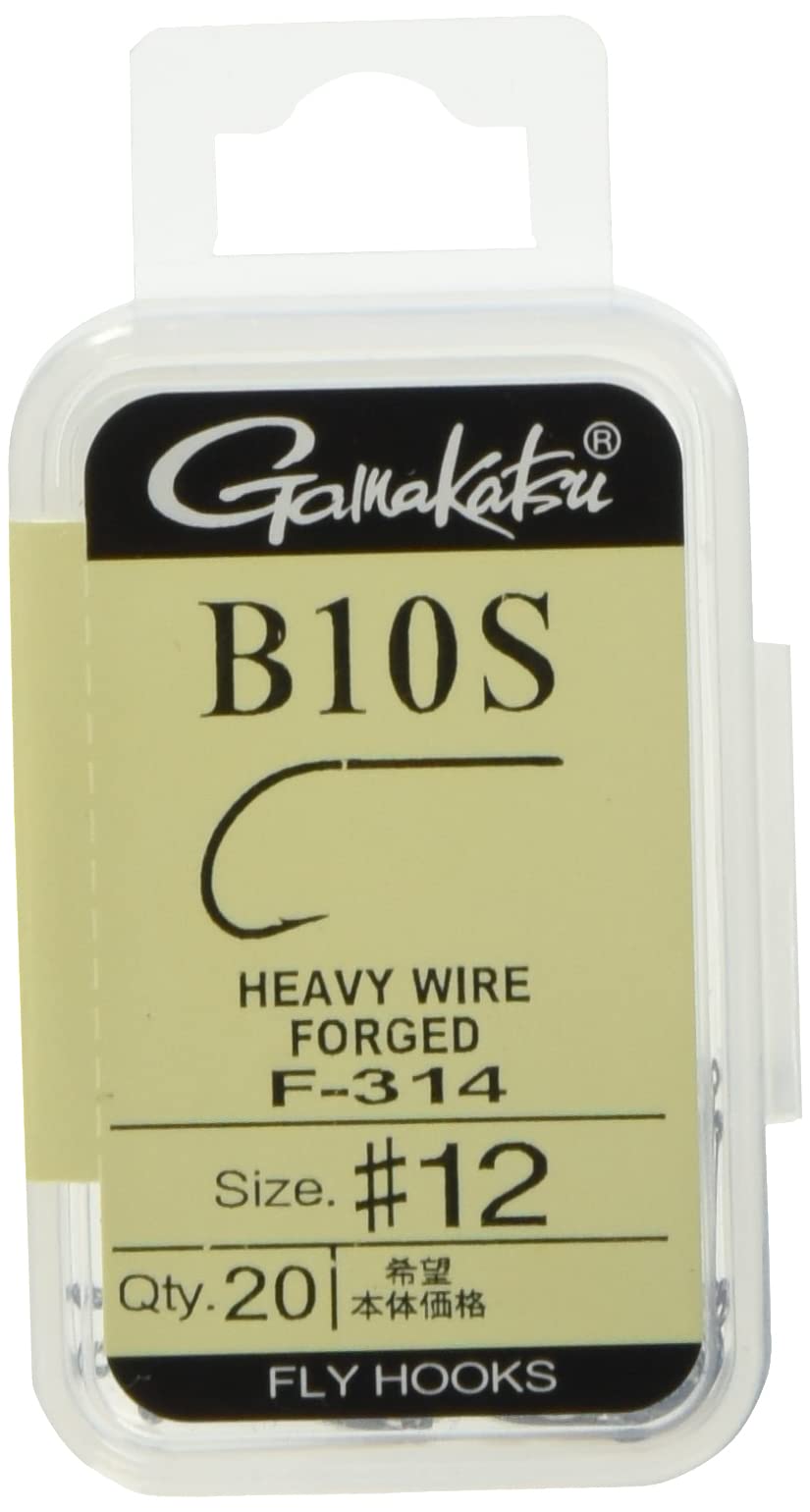Gamakatsu F314 12882 Fly Hooks, B10S, No. 12, 20 Pieces, NS Black