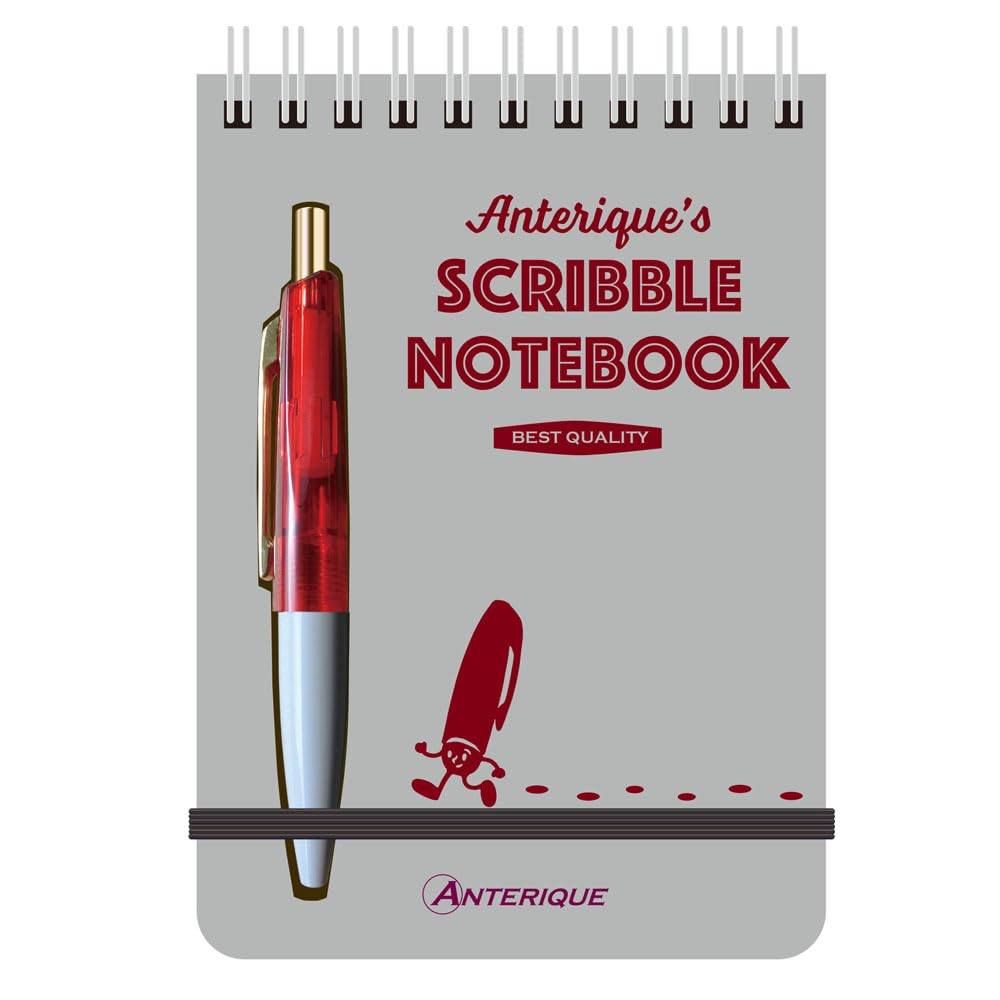 Anteric ME7R-R Scripble Notebook with Ballpoint Pen, Red