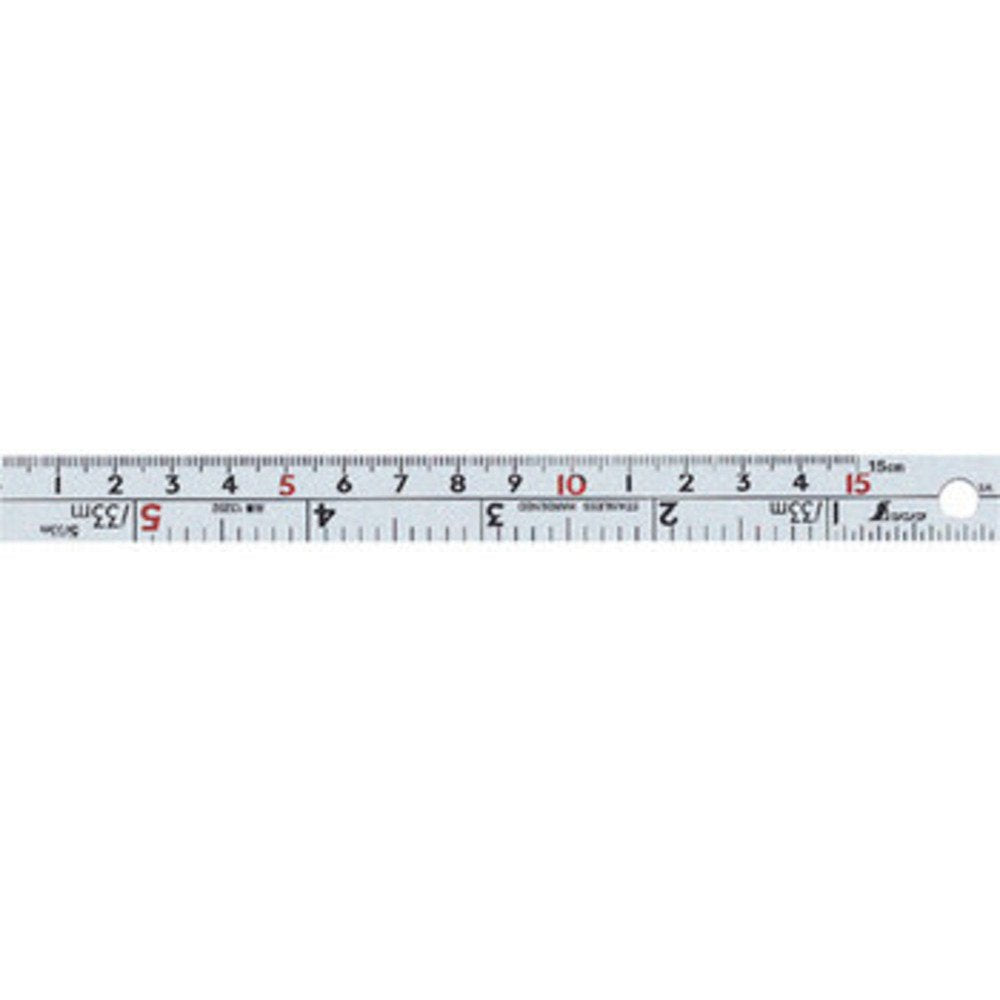 Shinwa Sokutei 13202 Straight Silver Combination Scale W Left Base 5.9 inches (15 cm)