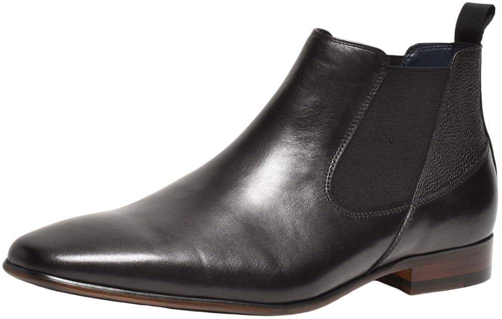 Lucius LLB100-1 Men's Square Toe Leather Side Gore Boots, Black, 26.0 cm