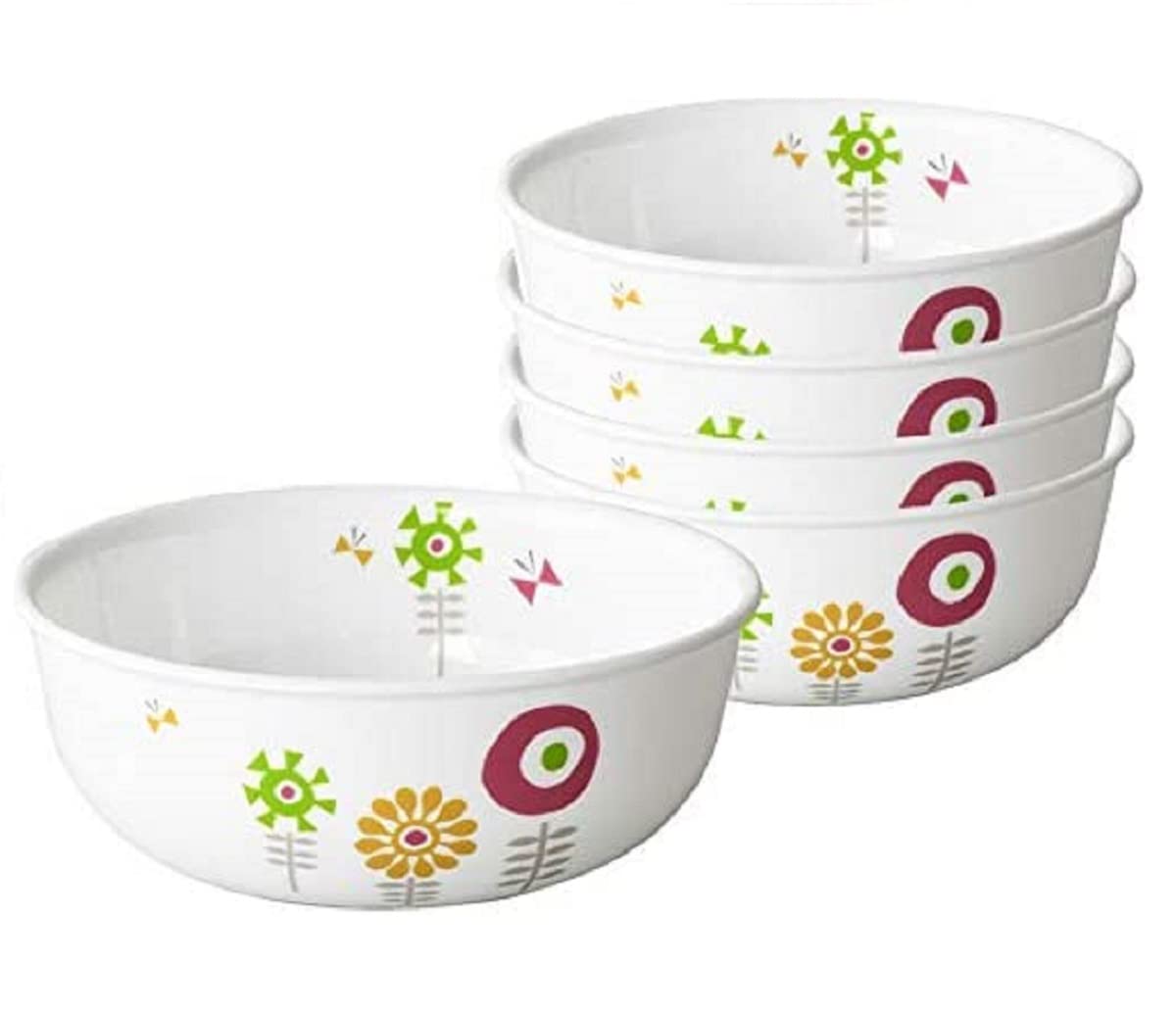 Corelle J416-KJKA CP-1734 Bowls, Set of 5, Dishes, Plates, Break-Resistant, Lightweight, Microwave Safe, Oven Safe, Dishwasher Safe