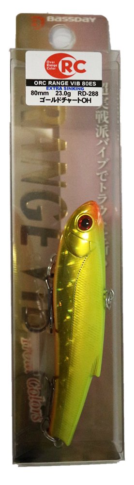 Bassday RD-288 Vibrating ORC Range Vibe 80ES, 3.1 inches (80 mm), 0.9 oz (23 g), Gold Chart Orange Head Lure