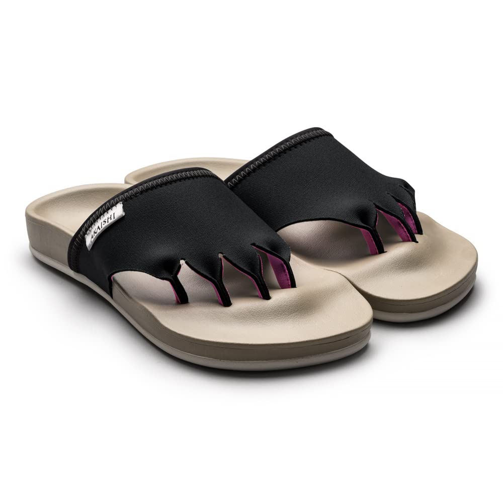 AKAISHI, five fingers room sandals for indoor exercise and yoga, Black