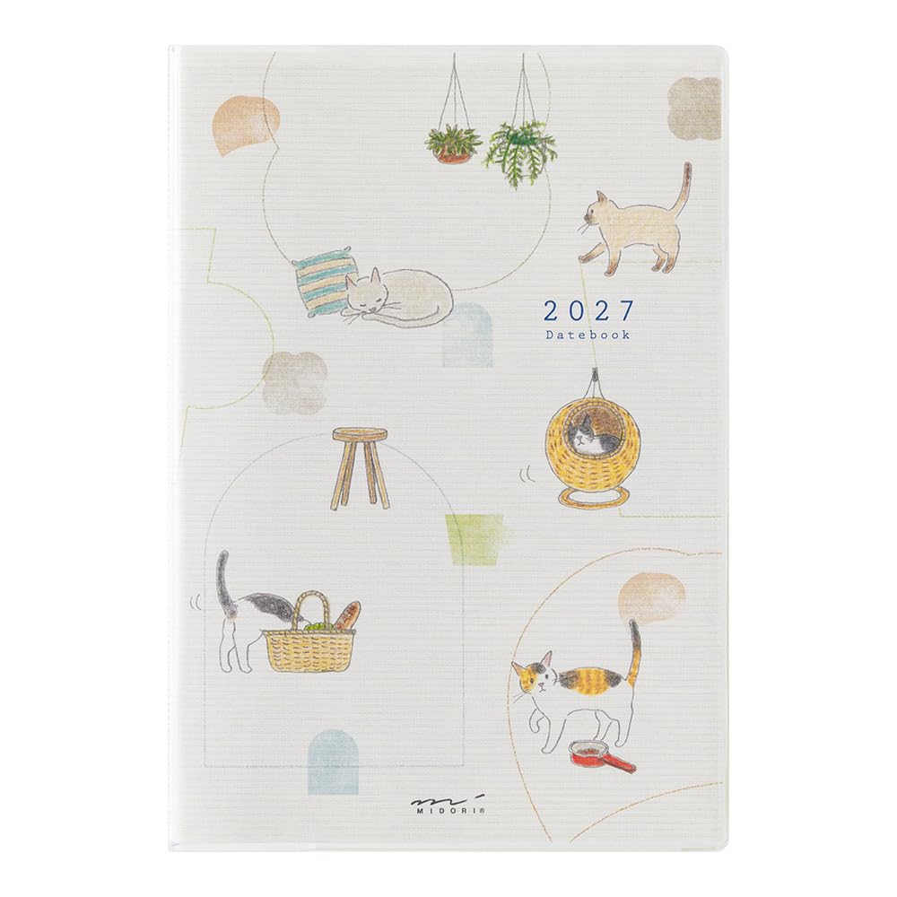 Midori Pocket Diary 2027 B6 Weekly Cat Pattern 22449006 (Starts from January 2027)