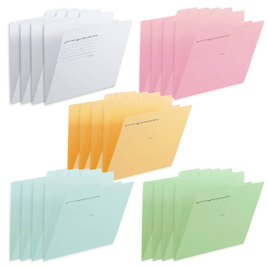 Plus Individual Folders, Recycled Paper, A4-E, Blue, Green, Yellow, Pink, Gray, 87-120 x 2