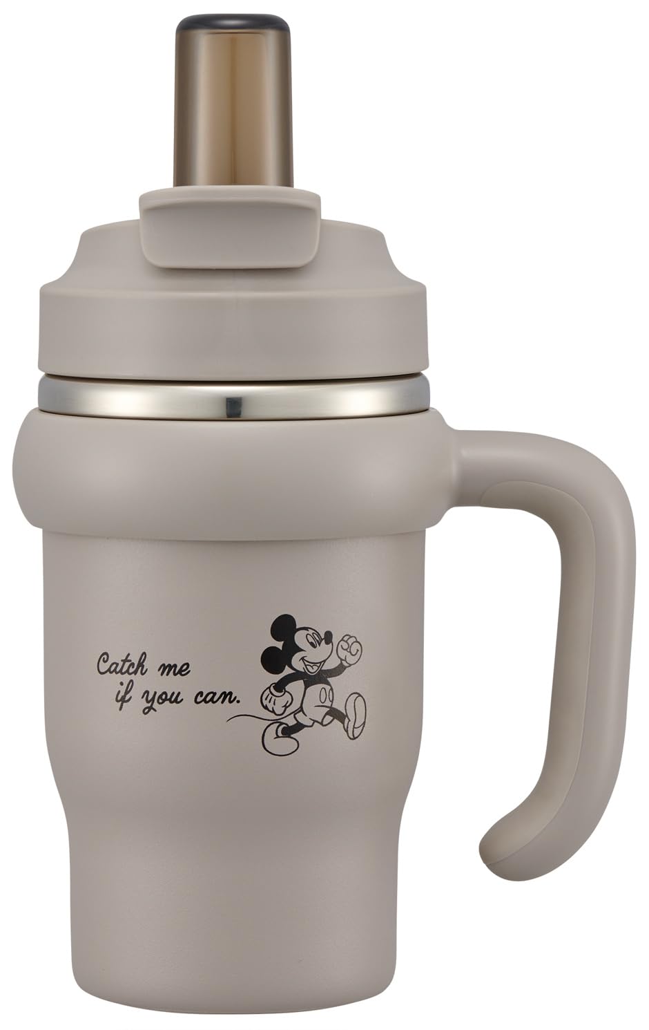 Skater STSTB6-A Straw Tumbler, 20.4 fl oz (570 ml), Heat Retention, Cold Retention, Includes Handle, 2-Way, Direct Drinking, Disney Mickey Mouse, Simple Logo