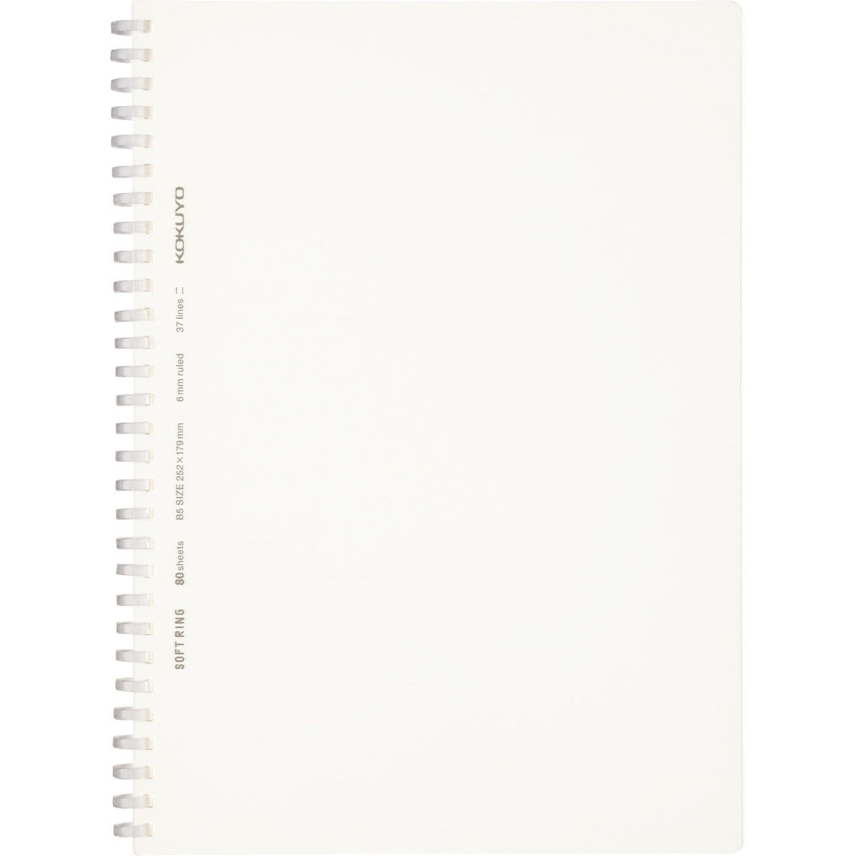 KOKUYO Spiral Lined Notebook, 10'' x 7'' Business Journal B5 Soft Ring Notebooks with A 6mm Ruled, 80 Perforated Sheets, Clear 1 Subject Notebook, Note Taking for Work. Japan Import (SU-SV508B-T)