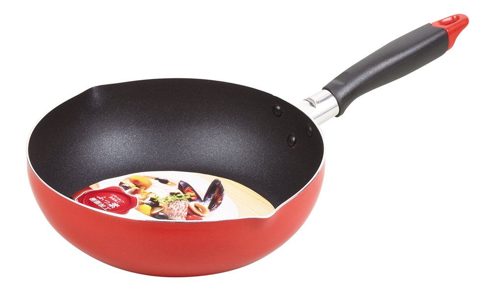 ワコートレーディング Wacoat Trading HB-8045 Newmore Frying Pan, 9.4 inches (24 cm), Red, Fluorinated Induction Compatible, Deep Type