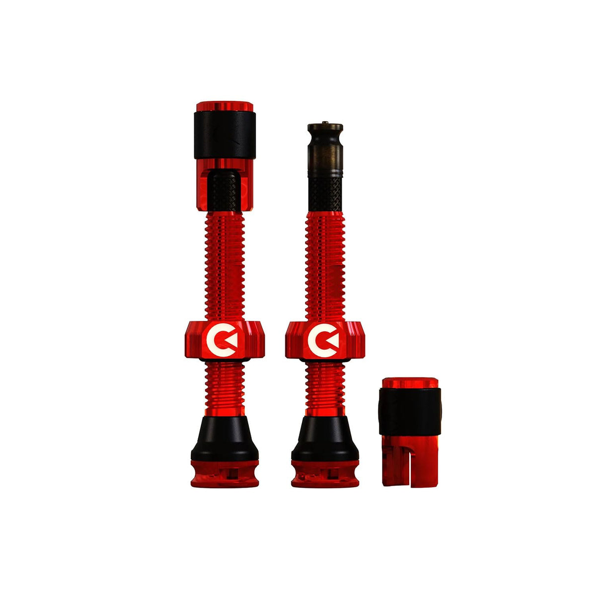 CLIK Valve Tubeless Valve Set, 1.6 inches (40 mm), for Bicycles, Instant Attachment and Removal, Aluminum, Cap Included, Red