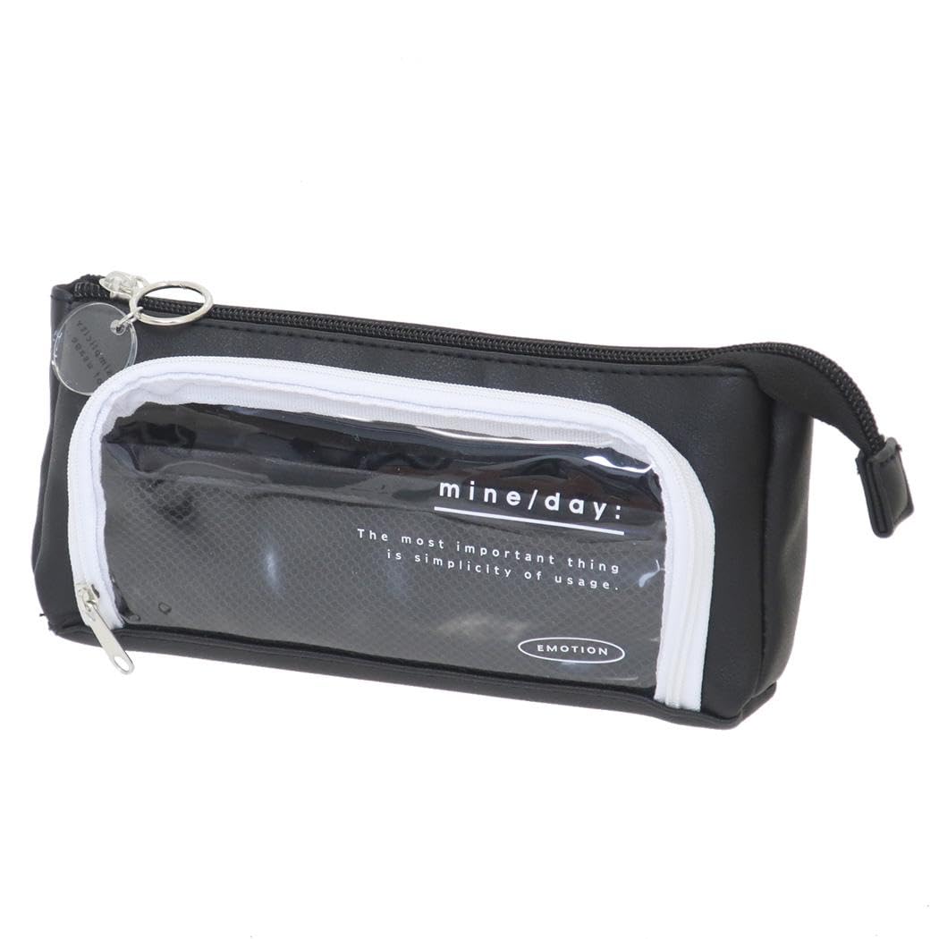 Q-LiA 93290 Pen Case, Coolia Sankaku Open Clear Pen Case, Black