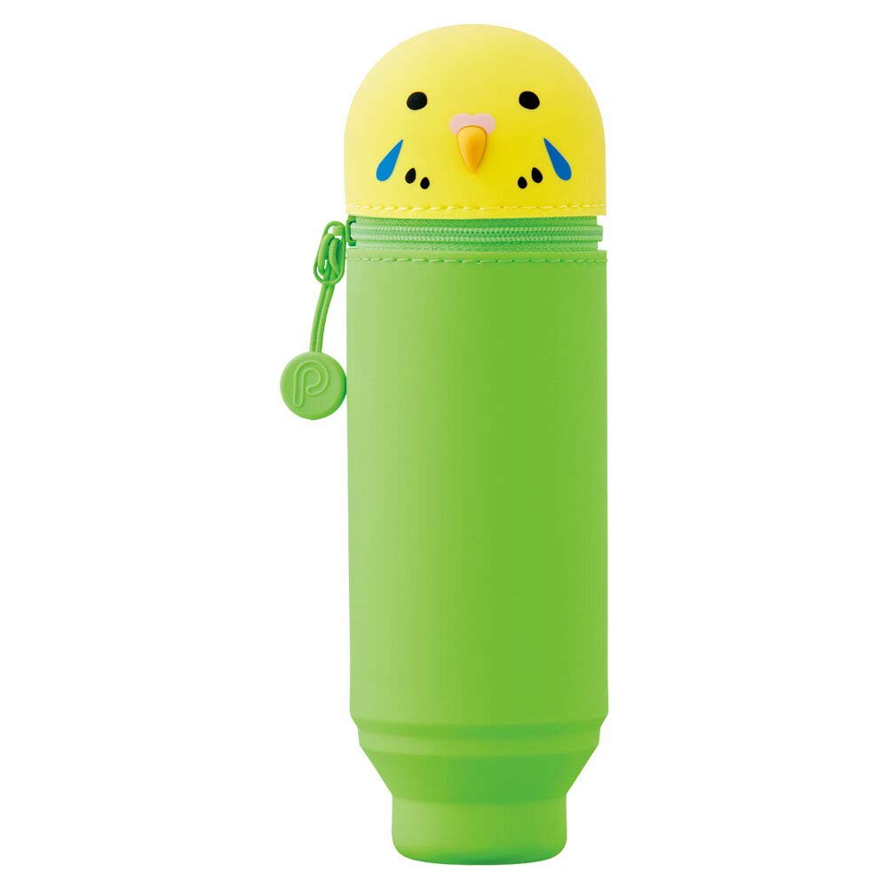 LIHITLAB PuniLabo Stand Up Silicone Pen Case -Pen Holder (2. 4" x 7. 8") (Parakeet - A-7712-9)