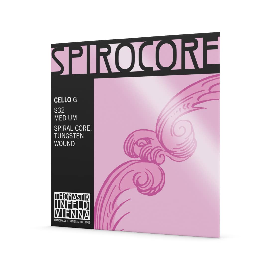Thomastik-Infeld Spirocore Cello G String - Medium Tension - S32 - Spiral Steel Core, Tungsten Wound - Powerful & Focused Tone, Deeply Resonant with a Widely Used Design - 4/4 Size
