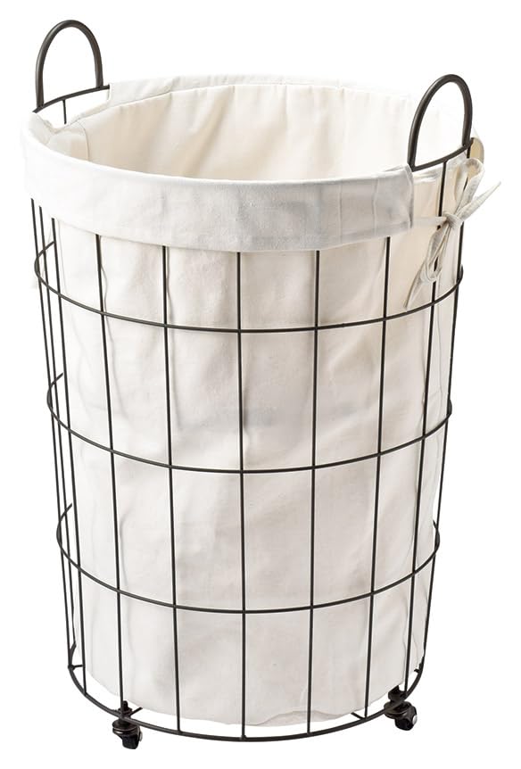 Tidorisangyou Wheeled Laundry Basket, Modern, Gray, 16.9 x 16.9 x 22.8 inches