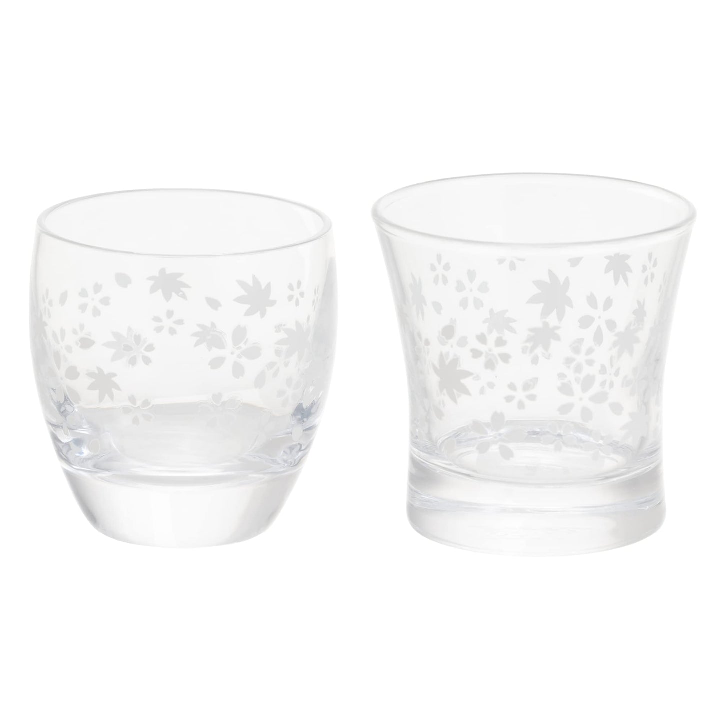 金陶苑 Kintouen Color Changing Glass with Temperature Pair, Cold Sake Cup, Cold Drinking, Cool Feel, Spring, Autumn, Cherry Blossoms, Autumn Leaves, Boxed, Made in Japan, Transparent