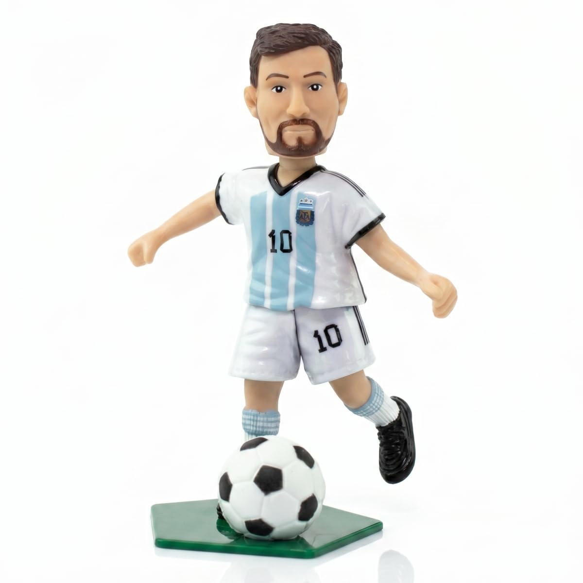 Maccabi Art Official Lionel Messi Argentina Soccer Action Figure, 4.5" Collectible with Movable Arms & Head, Display Stand